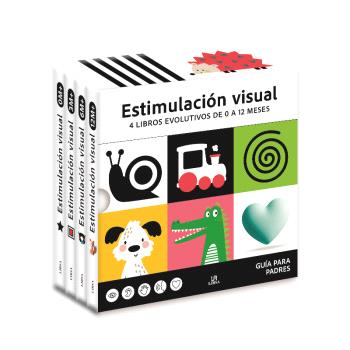 ESTIMULACION VISUAL 4 LIBROS EVOLUTIVOS DE 0 A 12 MESES GUIA DE PADRES
